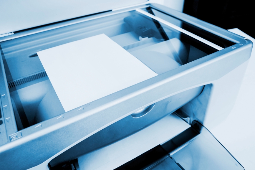 Place hard copy document on desktop scanner